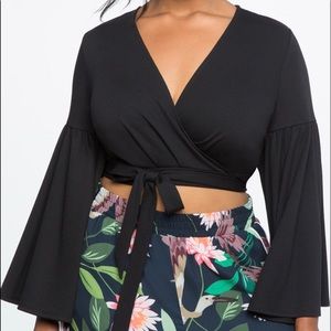 V-Neck Bell Sleeve Wrap Top